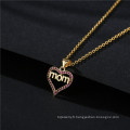 Cadeaux pour maman Gold Heart Shape Copper avec un vrai nom de cristal d&#39;or 18k Jewelry Mom Collier